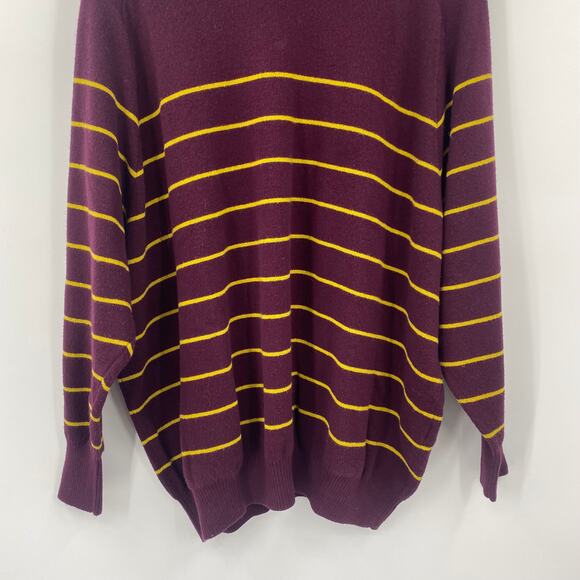 Universal Standard Eco Striped Sweater Turtleneck Striped Burgundy Yellow 18 20 - Picture 3 of 9